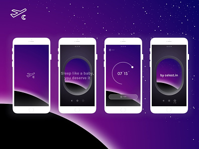Sleepjet Mobile App ambient gradient iphone minimal mobile mockup plane sky sleep space ui ux