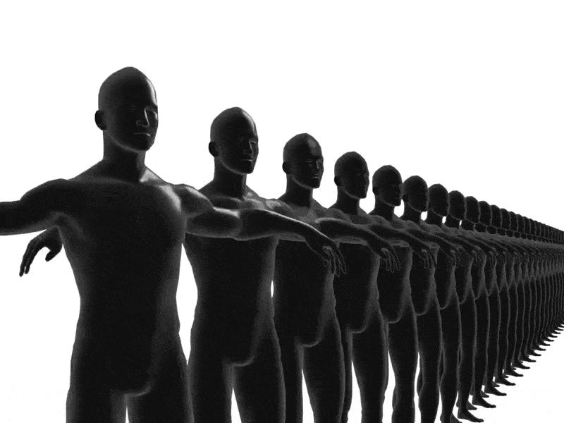 Imitators 3d 3d art animated animation black black white blackandwhite human minimal surreal