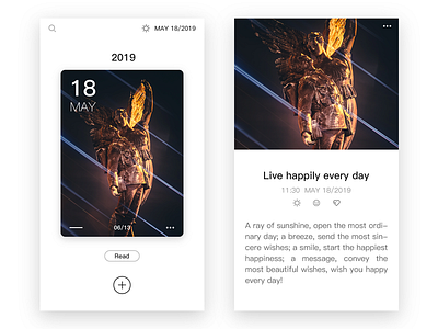 Happy Diary adobe xd design fashion light minimalist simple ui ux