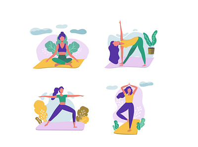 Yoga girls vector illustration illustration modern vector yoga