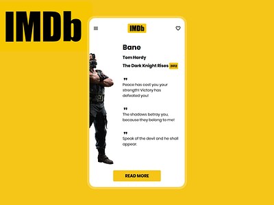 IMDb Bane app bane batman branding challenge clean comic concept dc design designer interface minimal movie ui