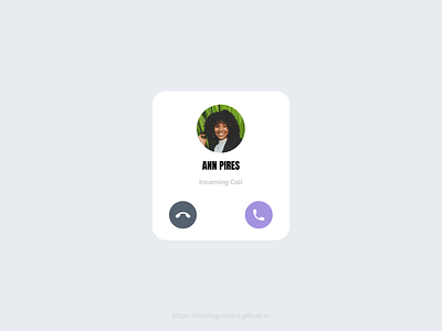 Incoming Call app call card challenge code concept css dailyui design designer figma html interface minimal purple shadow simple ui ux watch