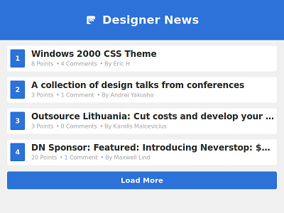Feed Designer News app blue clean concept designer designer news dn feed minimal news ui ux