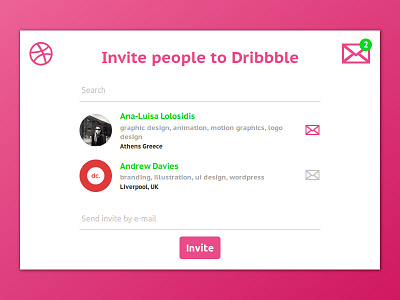 Day 021 - Dribbble Invitation Modal challenge concept daily100 dailyui design dribbble interface invitation modal people send ui