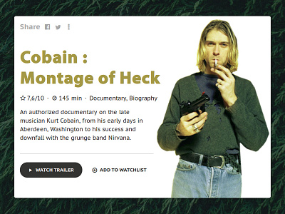 Day 049 - Movie Card card challenge concept daily100 dailyui design grunge interface kurt cobain movie nirvana ui