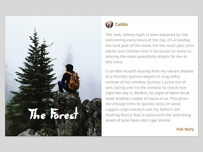 Story Card app card design designer forest inspiration interface story ui uidesign ux writer
