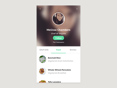Profile Screen - Food - Recipe App app avatar blur chef clean cooking food info ios minimal profile recipe