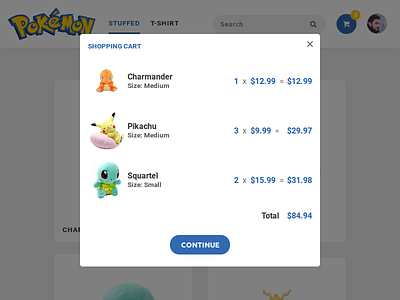 Pokemon Shop - Cart cart design designer minimal pokemon pokemon go shop ui ux webdesign
