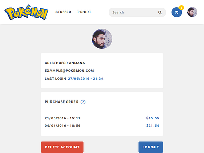 Pokemon Shop - Profile design designer minimal pokemon pokemon go profile shop ui ux webdesign