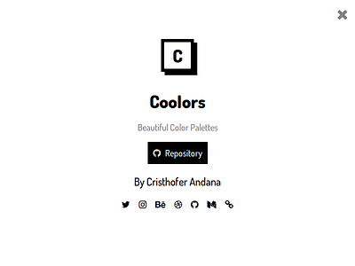 Coolors - Beautiful Color Palettes - About Page app colors design designer github minimal palettes project ui ux web
