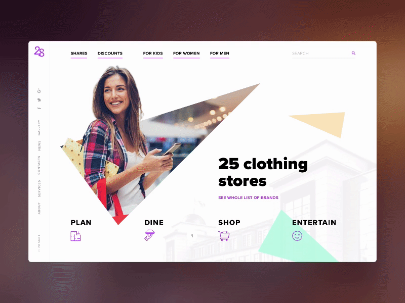 28 mall – main page animation (2017) animation mall motion triangles ui web