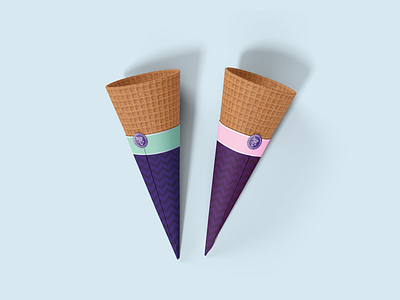 Ice cream cone branding cafe cookie dessert graphic design ice cream illustration package design packaging packing sweet sweetness waffle cone wrapper wrapping wrapping paper