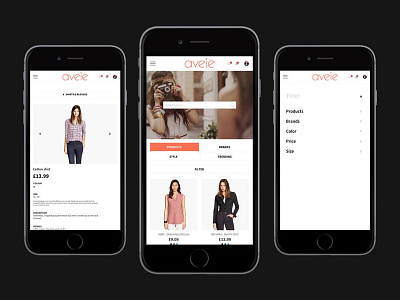 Aveie Mobile site clean e commerce fashion mobile responsive