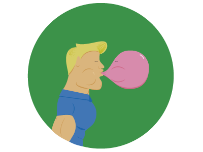 Love at first gum 2d bubble draw flat gum illustration