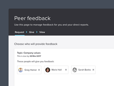 Simple Feedback from BetterWorks feedback navigation request page tabs ux