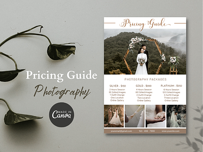 Pricing Guide Photography canva photography price pricelist pricingguide template