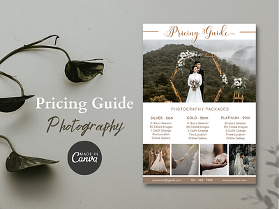 Pricing Guide Photography canva photography price pricelist pricingguide template