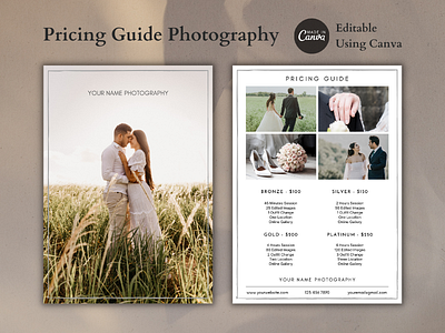 Photography Pricing Guide - 2 Pages 2pages canva guide photography price pricelist pricing template