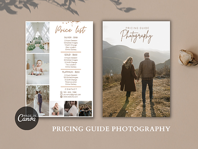 Pricing Guide / Price List - 2 Pages canva guide photography price pricelist pricing template
