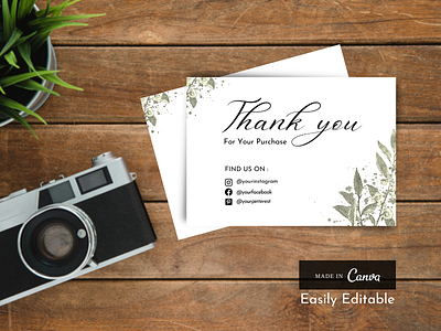 Thank You Card canva card flower postcard template thank thanks thankyoucard you