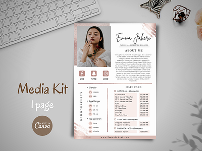 Influencer Media Kit - Canva artist blogger brand canva influencer mediakit presskit template
