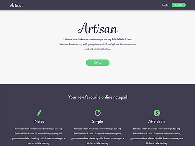 Artisan Landing Page