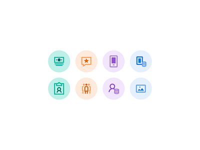 Icons for a client color colorful icon iconography icons icons8 modern pastel small