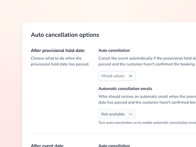 Auto cancellation modal accessibility card component css design design system figma gradient html light minimilaism modal overlay react select setting settings smooth typescript ui