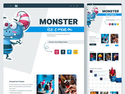 Ice Cream Shop app branding ice cream illustration monster monster ice cream product design shopping ui ui ux ux web design