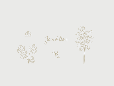 Jen Allen Branding brand design branding breathwork design fiddle leaf hand lettering illustration logo logo mark plant