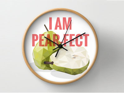 PearFect Timing clock fruit illustration pear perfect society6 time type watch