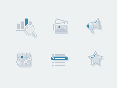 Category icons checkmark gallery graph icon megaphone pic rate rating star statistics stats text