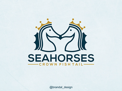 seahorses logo concept branding crown design graphic design illustration king logo motion graphics seahorse typography vector