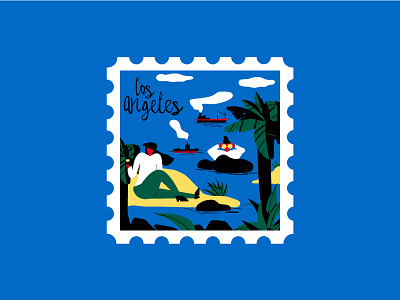 Los Angeles Stamp illustration ui