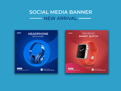 Social Media Banner Design ads animation flyer graphic design headphone product product design social media post