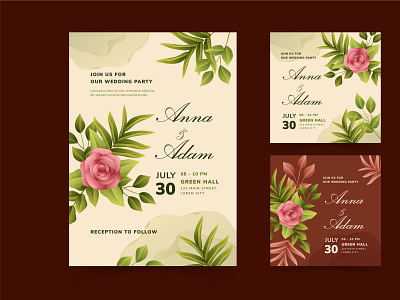 Wedding Invitation Flyer and Instagram Post floral flower flyer instagram post watercolor wedding