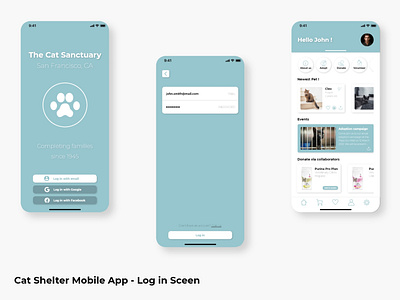 Cat Shelter Mobile App - Log In design graphic design ui
