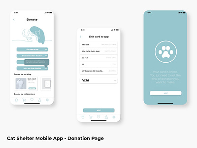 Cat Shelter Mobile App - Donation Page graphic design ui