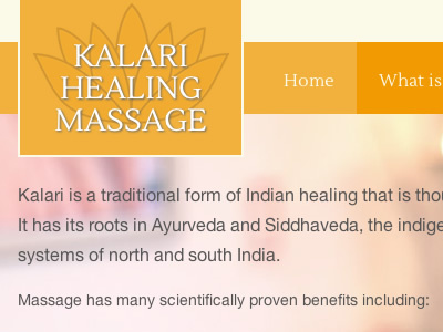 Kalari Healing Massage css3 html5 web design