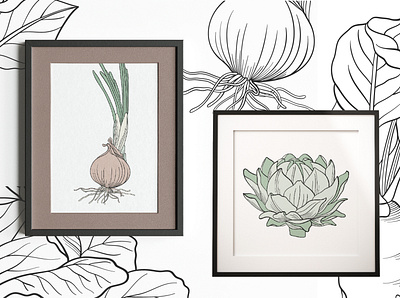 Pattern Design - Kitchen Vegetables adobe draw adobe illustrator design drawing illustration ink pattern design poster vector vegetables