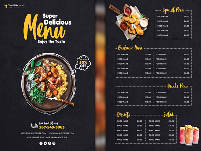 Food Menu Card design graphic design illustration typography vector