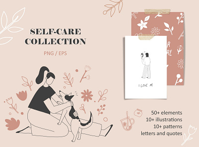 Self-care illustratiouns design flowers harmony illustration self care vector