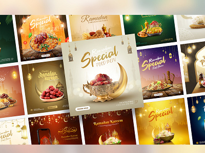 Ramadan Kareem Special food menu social media post template Psd