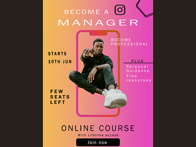 Course Poster / Instagram Manager adobe art course poster digital art graphic design photoshop poster poster design posteronline