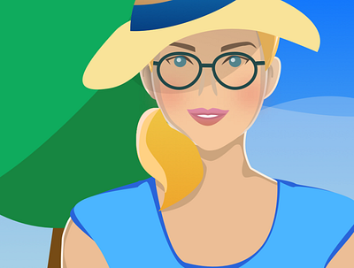 Summer avatar avatar face girl glasses hat illustration light summer summertime