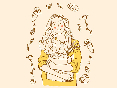 Portrait Illustration - Girl with Veggies design girl illustration portrait veggies