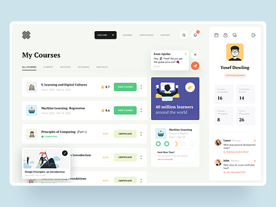 Top Online Courses 2020 art cards courses dashboard ui data education graphics illustration learning learning platform minimal product product design profile web website