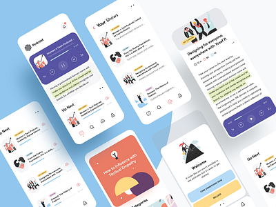 Podcast App art branding cards clean ui creative dashboard icons illustration inspiration interaction minimal mobile mobile app player podcast podcasting product product design