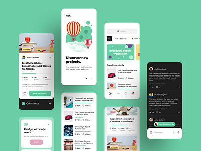 Crowdfunding App Design Concept awsmd branding chat app creative design crowdfunding crowdfunding campaign donate illustration interaction ios kickstart minimal mobile onboarding pricing plan product design startup technology typography ui