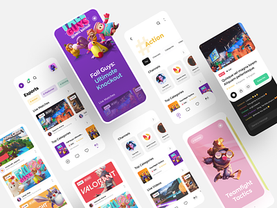 Live streaming app for gamers. awsmd broadcasting chat esports gaming illustration interaction minimal mobile mobile app mobile ui product design stream streaming app twitch ui ux video games